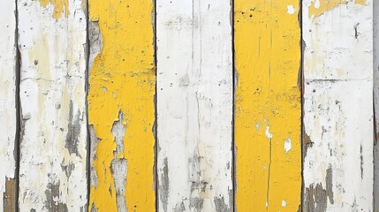 A wooden surface with a yellow and white paint job 