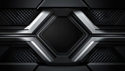 Abstract Geometric Background with Black, Silver, and Gray Panels