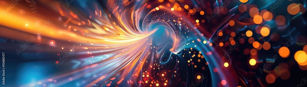 Poster dynamic swirl of vibrant colors and light trails creating a mesmerizing abstract background for inno