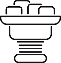 Black and white icon of a modern round table with chairs for a meeting room or restaurant