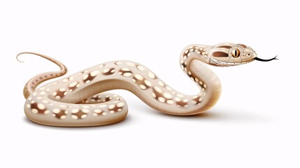 Obraz premium Desert Stargazer: A pale serpent adorned with star-like markings slithers across a pristine white expanse, its forked tongue tasting the air.