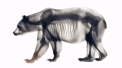 Fototapeta premium Grizzly Ghost: Unveiling the Skeletal Structure of a Majestic Bear in a Haunting Digital Illustration