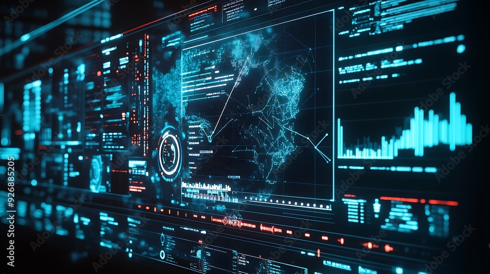 Aufkleber high-tech risk management dashboard with real-time cyber threat analysis