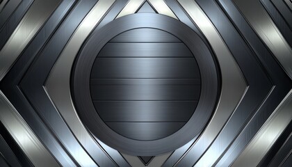 Circular Metal Panel with Diagonal Stripes Background