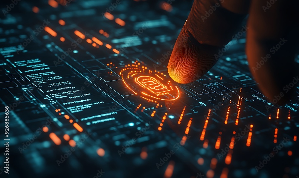 Poster detailed shot of digital security system performing identity verification