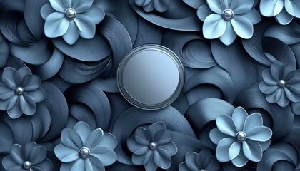Abstract 3D Floral Design with Circular Metal Element