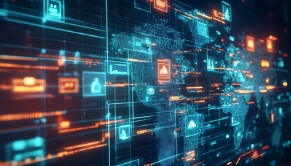 Obraz premium Visualization of Secure Identity Verification with Encryption and Biometric Data
