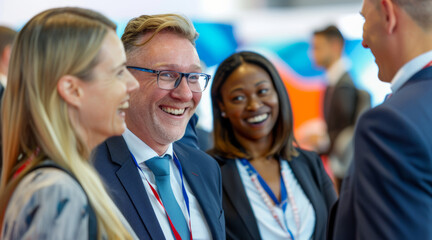 Live presentations delivered by a Group of Businesspeople engage the audience with interactive sessions at trade shows.