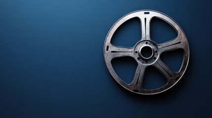 Obraz premium Vintage Film Reel on a Blue Background
