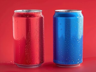 Compares two soda brands, symbolized by red and blue cans, highlights their differences in flavor, branding, target markets, exploring how these factors shape consumer preferences.