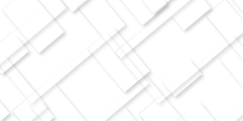 Abstract Geometric background with squares in bright light with soft shadows as pattern White and gray geometric square technology seamless white banner concept for business and presentation