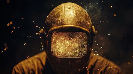 Fototapeta premium Welder at Work in Darkness