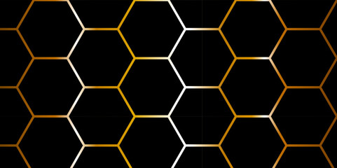 Abstract Black Hexagonal Background. Luxury black pattern gradient background stroke.  Dark 3d geometric texture illustration. Bright grid pattern abstract black hexagon background