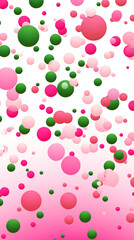 Green Circles, Dots, Balls on Pink Background, Abstract Image, Texture, Pattern, Wallpaper, Cover and Screen of Smartphone, Cell Phone, Computer, Laptop, 9:16 and 16:9 Format