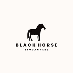 Black horse logo design template vector illustration On White background