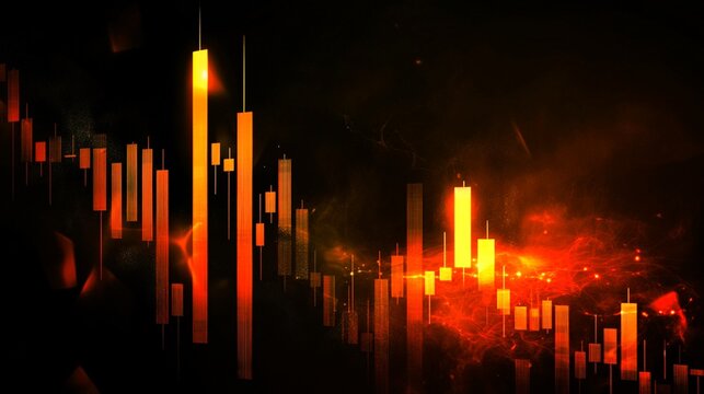 暴落する金融チャートと市場崩壊とコピースペース