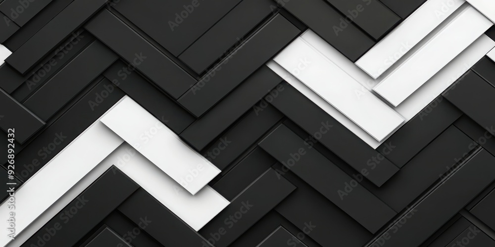 Poster abstract pattern of black and white zigzag shapes, creating a modern and stylish visual texture for 