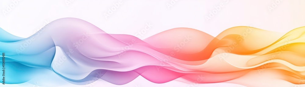Poster colorful abstract waves in pastel shades create a dynamic visual with smooth flows and gradients, pe