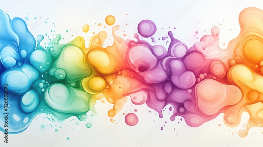 Poster vibrant splashes of color blend seamlessly, creating a dynamic and playful abstract design perfect f