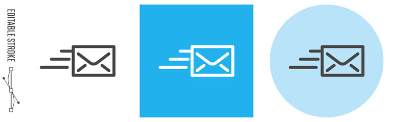 電子メール、メール配信｜ライン・アイコン　[線の編集可能]