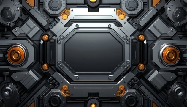 Abstract Futuristic Technological Background with a Central Panel