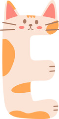 Orange Cat Alphabet Letter E