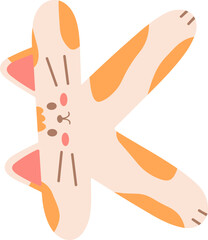 Orange Cat Alphabet Letter K