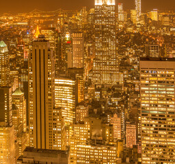 View of New York Manhattan during sunset hours