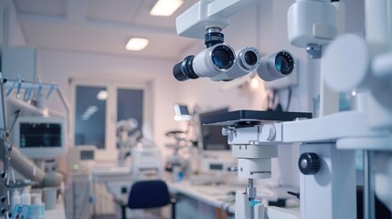 Laser eye surgery at ophthalmology clinic. 