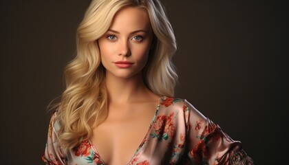 A woman with blonde hair, wearing casual 1990s 