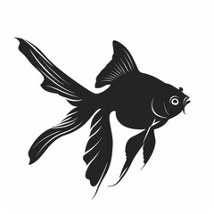 Fototapeta premium Goldfish vector art silhouette isolated white background 