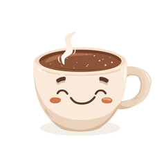 Obraz premium Cute cup of coffee isolated white background 