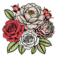 bouquet of roses on a white background