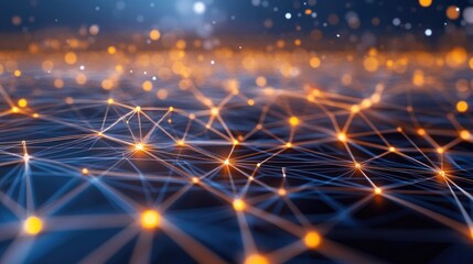 Obraz premium Digital network connections glowing in a geometric pattern