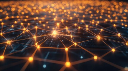 Obraz premium Digital network connections glowing in a geometric pattern