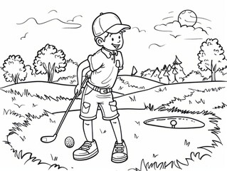 Children Playing Sports Colouring Pages for Kids, Preschoolers, Educational, Printable, Children Learning, badminton, table tennis, golf, football, hocky, basketball, volleyball, football, skateboard