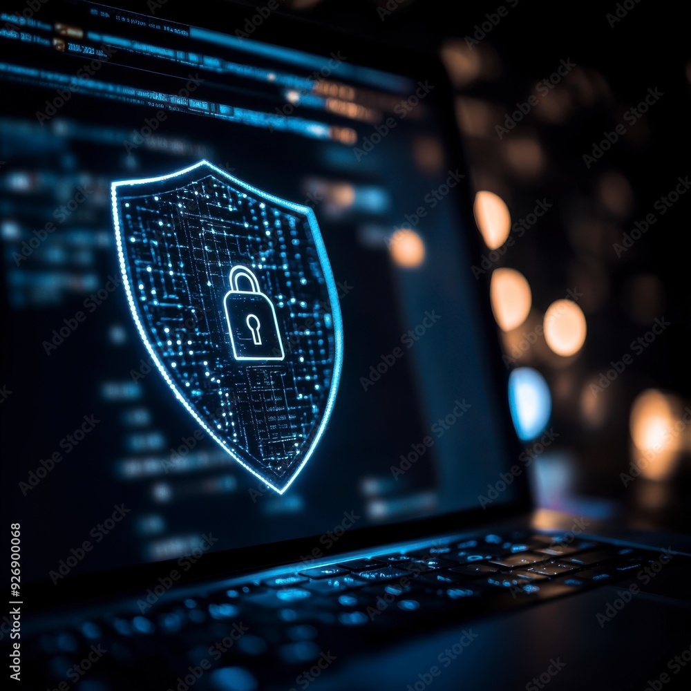 Aufkleber a businessman shows a lock icon to protect data and secure internet access. the concept of cybersecu