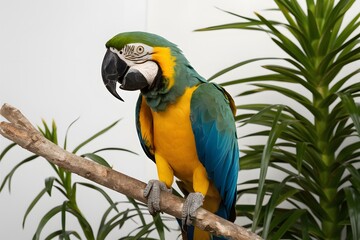 Obraz premium Yellow-breasted Blue Macaw in Nature, Forest, Wallpaper, Cover and Screen for Smartphone, Cell Phone, Computer, Laptop, 9:16 and 16:9 Format