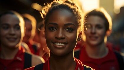 A group of friends maintains a healthy lifestyle by running outdoors on a sunny day