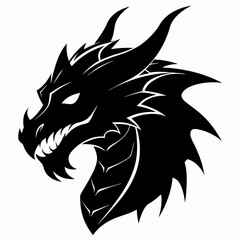 Dragon head silhouette, Chinese Dragon head icon vector illustration
