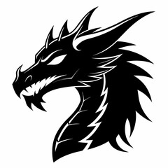 Dragon head silhouette, Chinese Dragon head icon vector illustration
