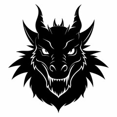 Dragon head silhouette, Chinese Dragon head icon vector illustration
