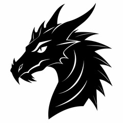 Dragon head silhouette, Chinese Dragon head icon vector illustration
