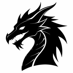 Dragon head silhouette, Chinese Dragon head icon vector illustration
