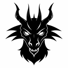 Dragon head silhouette, Chinese Dragon head icon vector illustration
