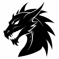 Dragon head silhouette, Chinese Dragon head icon vector illustration
