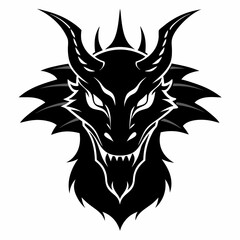 Dragon head silhouette, Chinese Dragon head icon vector illustration
