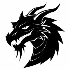Dragon head silhouette, Chinese Dragon head icon vector illustration
