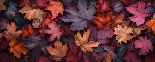 Colorful leaves in vibrant hues create a stunning natural tapestry, perfect for autumn-themed projects or seasonal decorations.