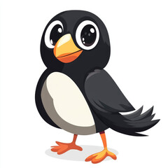 Fototapeta premium Funny cheerful bird anime bird isolated white background 